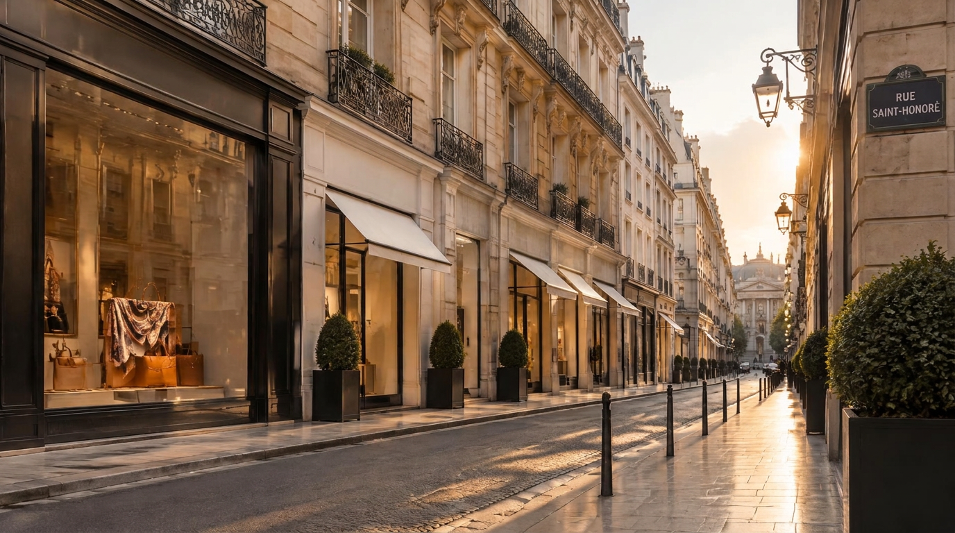 Luxury shopping street in Paris